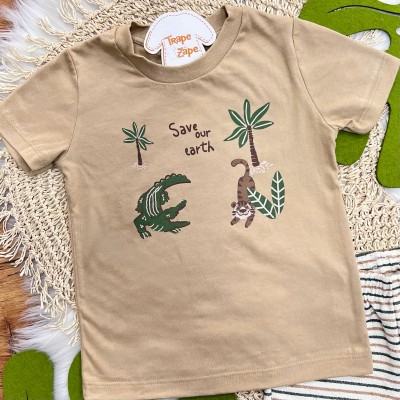 Conj Save our Earth Animais e Bermuda Listrada